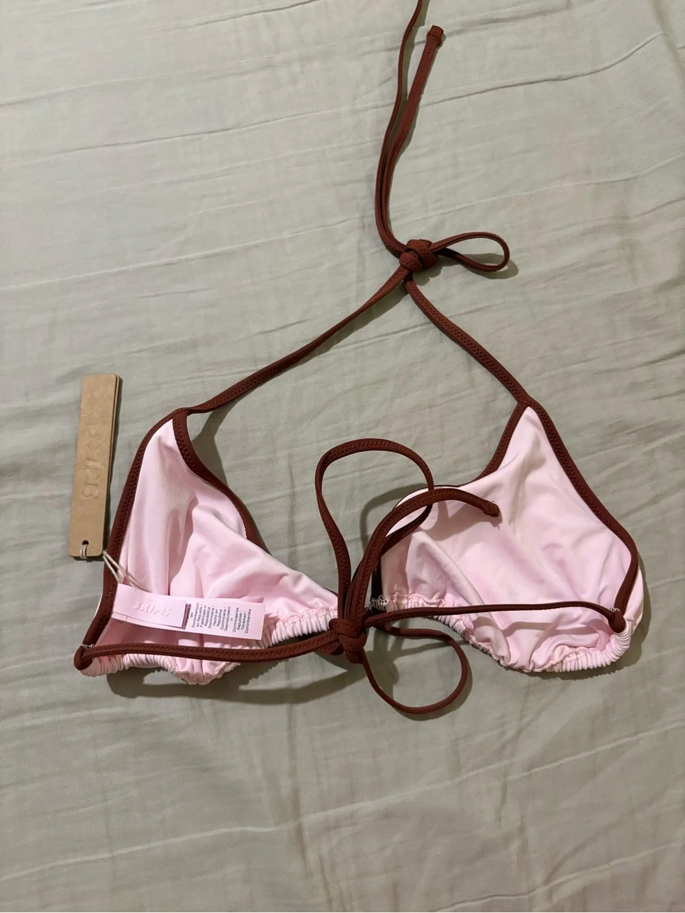 SKIMS Signature Swim Triangle Bikini Top Cherry Blossom Contrast S NWT